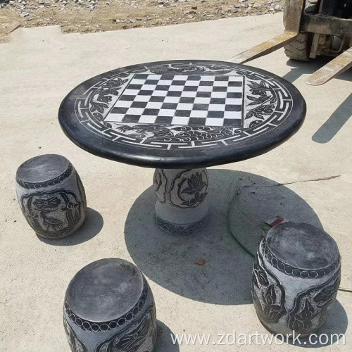 Stone garden decorated with peony stone table